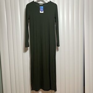 Heart Hips Olive Long Sleeve Ribbed Dress
